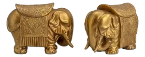 Royal Gold Elephant Bookends, Set of 2