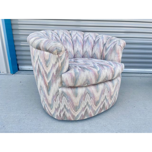 Textile 1960s Mid-Century Swivel Lounge Chairs Styled After Milo Baughman For Sale - Image 7 of 13