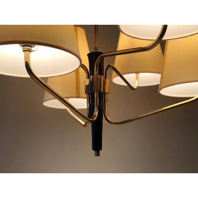 Mid-Century Austrian Pendant Lamp in Brass with Silk Shades from Rupert Nikoll, 1965 For Sale - Image 14 of 15