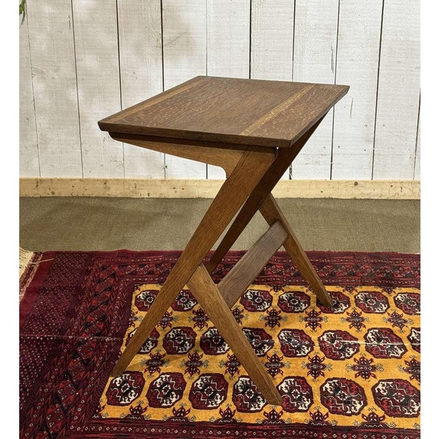 Brown Vintage Oak Side Table, 1970s For Sale - Image 8 of 9