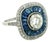 Art Deco Platinum 1 Carat Diamond Calibré Sapphire Target Ring, Size 6.75 For Sale