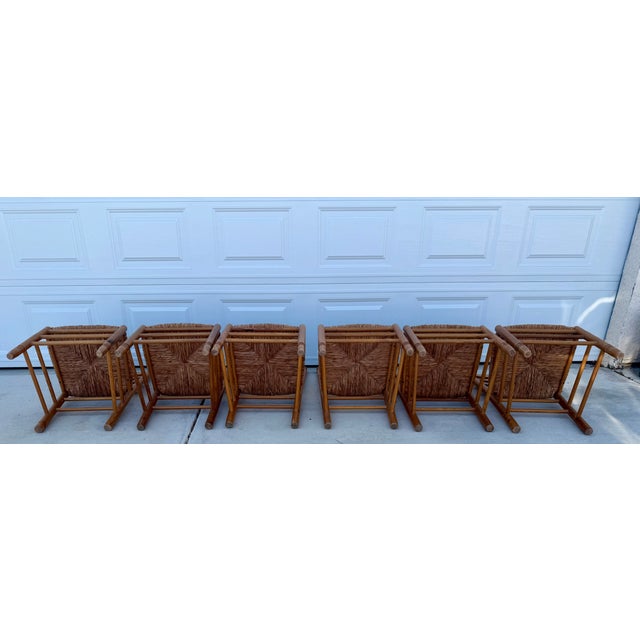 Mid 20th Century Set of 6 Ladder Back Shaker Farm House Chairs With Rush Seats For Sale - Image 12 of 17