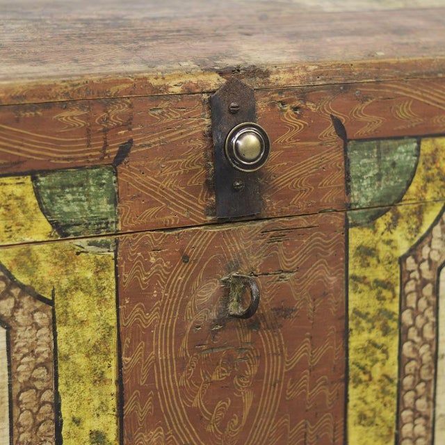 Rustic Painted Bridal Chest, Germany For Sale - Image 3 of 11
