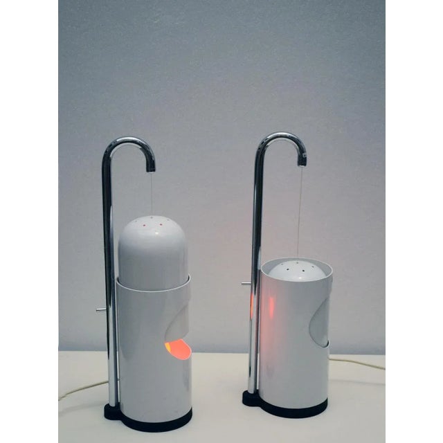 Metal Enameled & Chromed Metal Table Lamps with Sliding Shades, 1970s, Set of 2 For Sale - Image 7 of 12