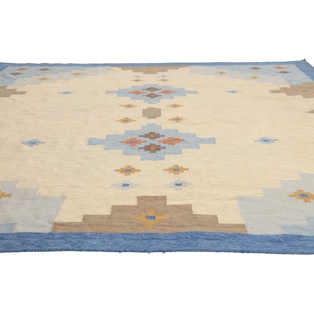 Mid-Century Modern Vintage Scandinavian Style Indian Kilim Rug, 08'03 X 09'10 For Sale - Image 3 of 10