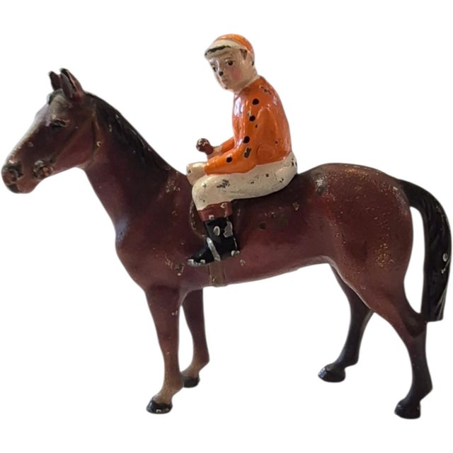 Traditional Vintage 1931 Hubley Cast Iron Jockey & Race Horse For Sale - Image 3 of 3