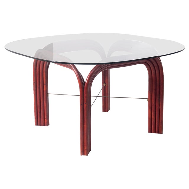 Red Bamboo Dining Table by Vivai Del Sud, 1970 For Sale