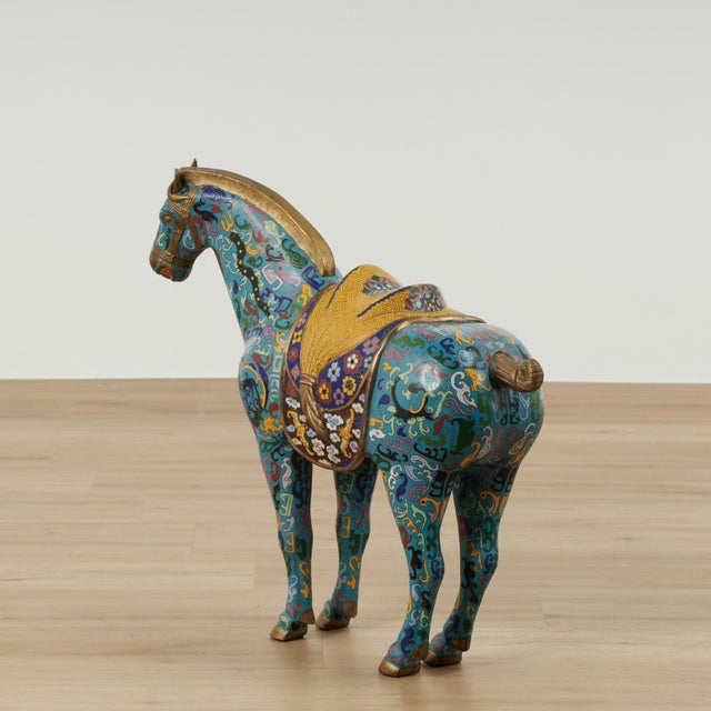 Pair of Vintage Chinese Cloisonne Horses For Sale - Image 4 of 18