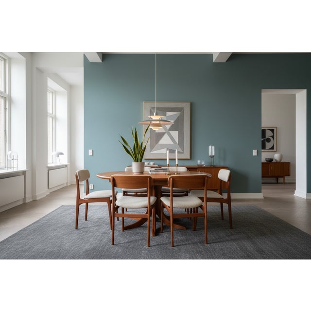 Round Danish Dining Table in Teak with Column Base, 1960s For Sale - Image 9 of 16