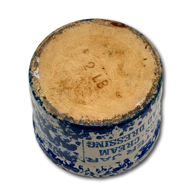 Blue Unusual Antique American Blue Spongeware Decorated Kitchen Beater Jar - Circa Very Early 1900s For Sale - Image 8 of 18