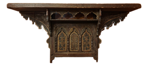 Vintage Moroccan Hand-Carved and Hand-Painted Wooden Wall Shelf