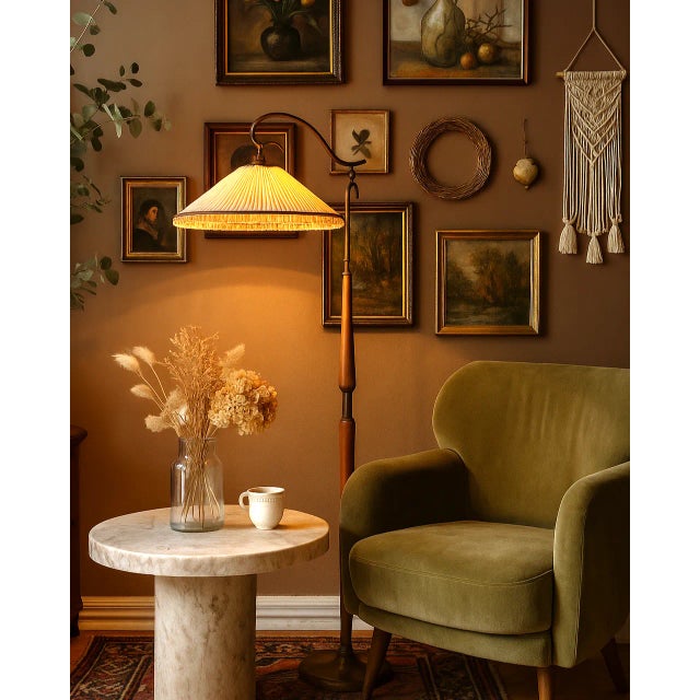 Discover the refined elegance of mid-century Italian design with this stunning vintage floor lamp attributed to a master...