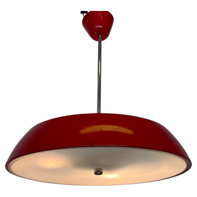Red Mid-Century Space Age UFO Pendant attributed to Napako, 1970s For Sale - Image 8 of 8