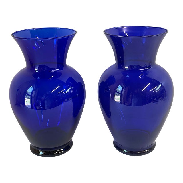 Vintage Blue Glass Vases a Pair Chairish