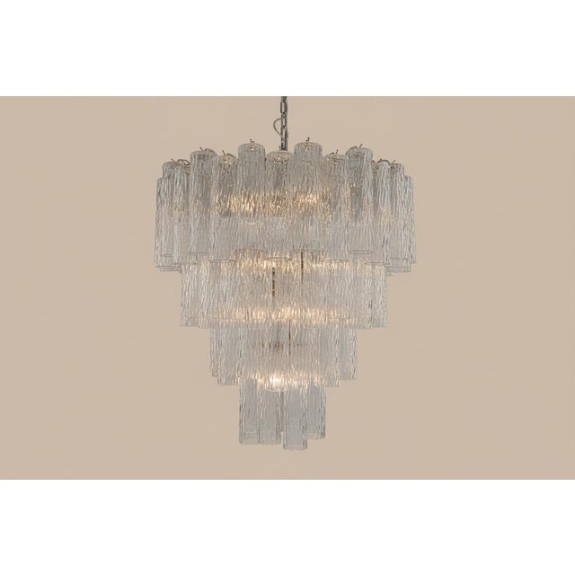Huge Murano Glass Tiered Chandelier | 80 Corteccia Tubes, Nickel Structure, 4 Levels For Sale In Los Angeles - Image 6 of 6