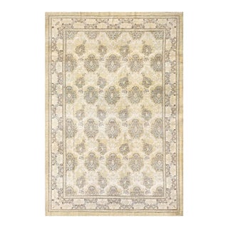 6'x9' Ariana Transitional Hand-Knotted Rug | Soft Yellow & Blue Wool For Sale