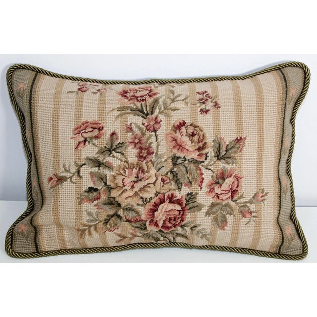 Vintage French Aubusson Tapestry Style Needlepoint Lumbar Pillow For Sale - Image 11 of 13