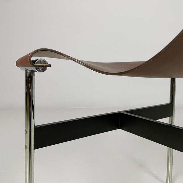 Italian Modern Leather T Chairs by Katavolos, Littell and Kelley for Icf, 1960s, Set of 4 For Sale - Image 18 of 18