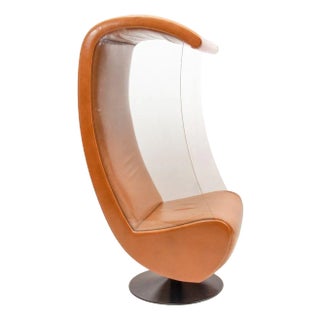 Italian Swivel Chair with Glass Panel Sides, 1970 For Sale