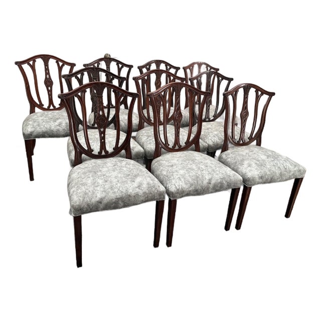 1980s George Hepplewhite Inspired Rosewood Dining Room Side Chairs For Sale