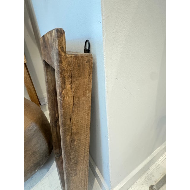 Mid 20th Century Rustic Solid Wooden Wall Hanging Mirror For Sale - Image 15 of 17