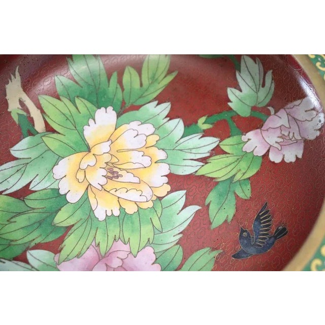 Cloisonne Bowl on Wooden Stand, 1980s, Set of 2 For Sale - Image 3 of 12