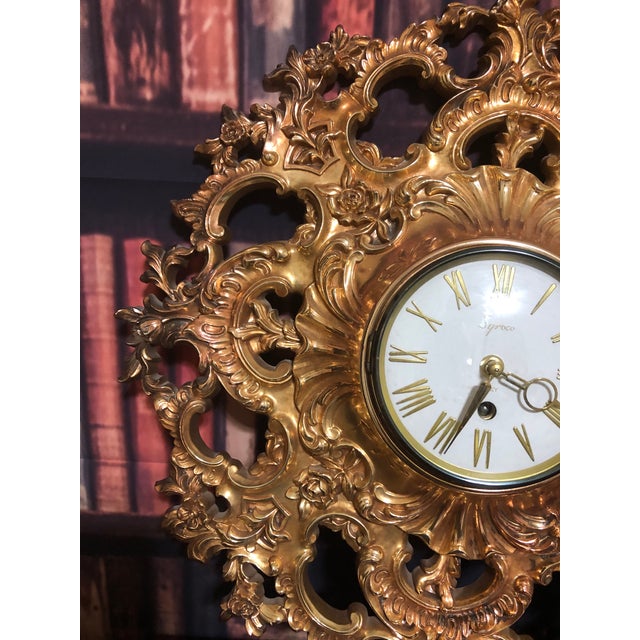 Vintage 1960's Syroco Gold Sunburst 8 Day Clock With Key Chairish