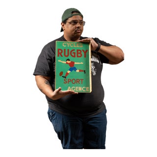 Cycles Rugby Double-Sided Flanged Enamel Sign For Sale