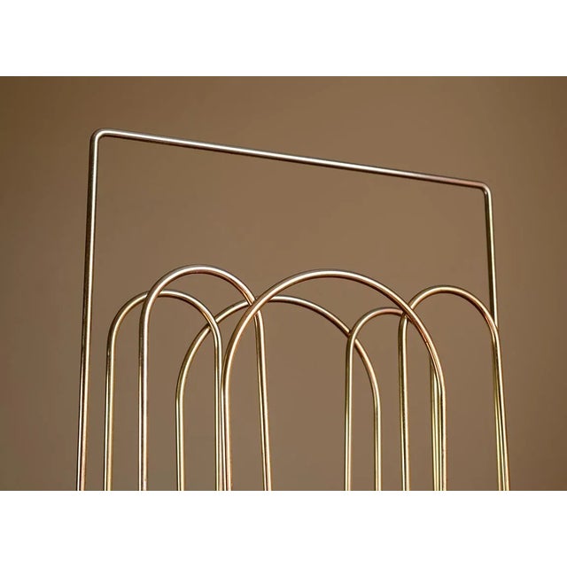 Wood 1950s Mid-Century Modern Brass Magazine Rack For Sale - Image 7 of 8