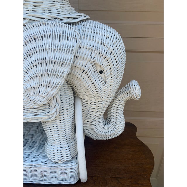 Wicker Rattan White Elephant Garden Stool or Side Table, 1970s For Sale - Image 4 of 12