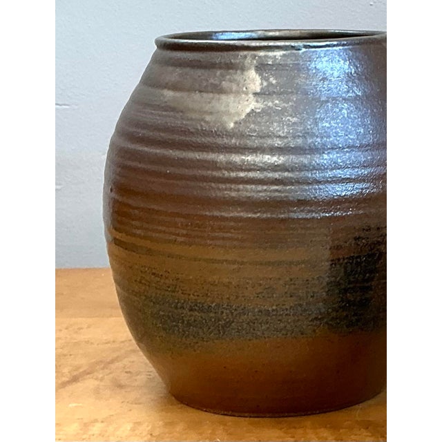 Vintage Brown Glazed Ceramic Vase For Sale - Image 12 of 12