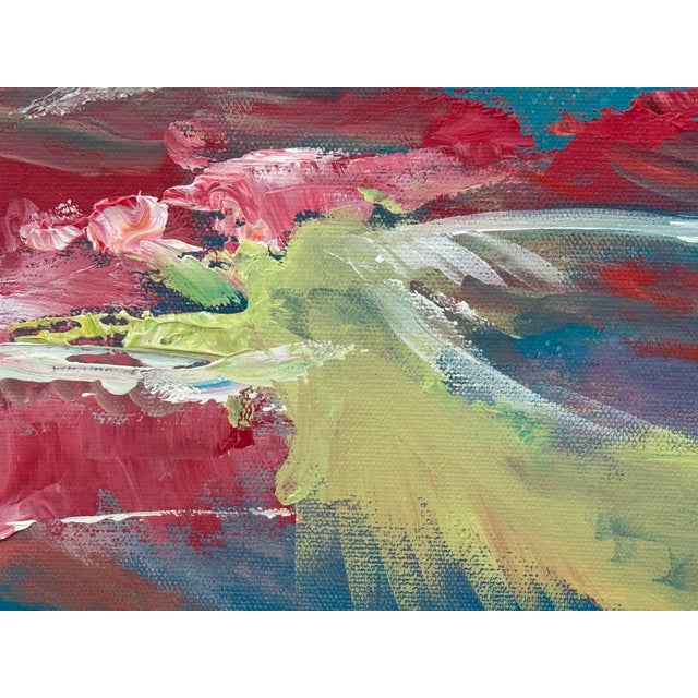 Turquoise Pink & Turquoise Abstract Expressionist Painting by Contemporary British Artist 2025 For Sale - Image 8 of 18