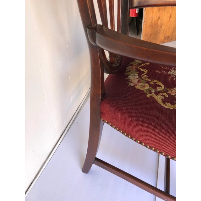 Vintage Mahogany Arm Chair Needlepoint Upholstery For Sale - Image 10 of 11