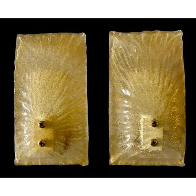 Gold Wall Lighting in Murano Glass with Gold Incrustation from Mazzega, Italy, 1970s, Set of 2 For Sale - Image 8 of 9