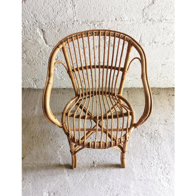 Beige Mid-Century Modern Chair in Rattan, 1960s For Sale - Image 8 of 11