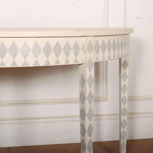 Swedish Painted Demi-Lune Console Table For Sale - Image 4 of 8