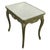 Elegant and petite antiqued mirrored side table with a beautifully distressed painted finish in deep olive green and...