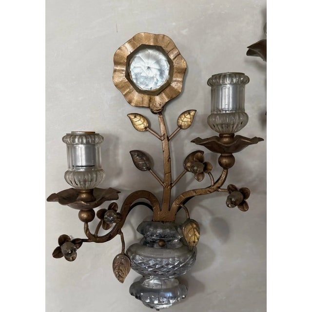 19th Century Large Maison Baguès Gilt Bronze and Crystal Wall Sconces (1870-1880) - a Pair For Sale - Image 5 of 9