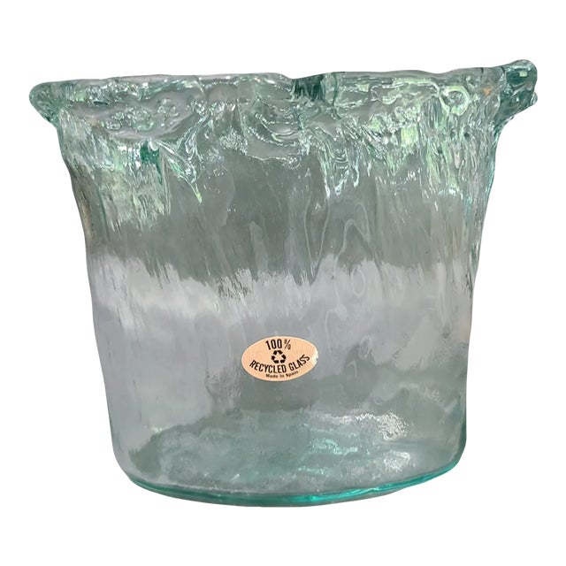 Late 20th Century San Miguel Vidrios Spain 100% Recycled Glass Sea Glass Green Art Vase For Sale