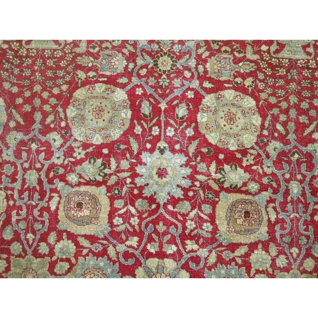 Red Antique Zabihi Collection Chinese Red Traditional Persian Tabriz Rug - 9'2" x 13'2" For Sale - Image 8 of 8