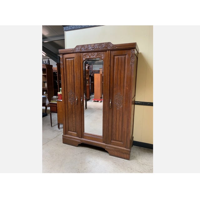 Wood Vintage Art Deco Wardrobe, 1930 For Sale - Image 7 of 11