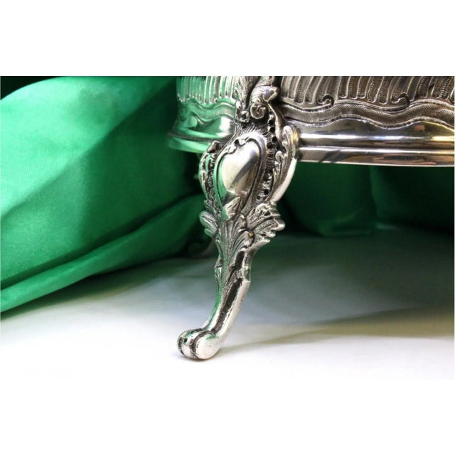 Silver and Cut Glass Butter Dish with Reliefs, Monogram Plaque Lid and Feet with Reliefs For Sale - Image 6 of 9