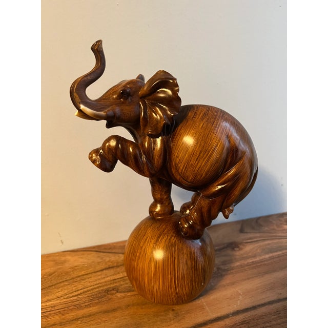 1950s Wooden Elephant on Ball Sculpture For Sale - Image 11 of 11