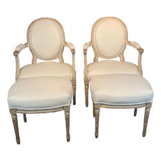 French Louis XV Armchairs or Fauteuils - A Pair For Sale