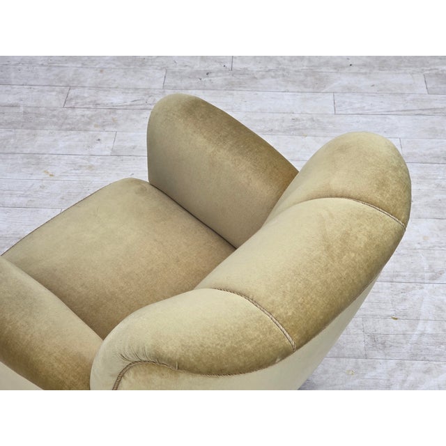 1960s Danish Oak Relax Armchair with Velour Upholstery, 1960s For Sale - Image 5 of 18