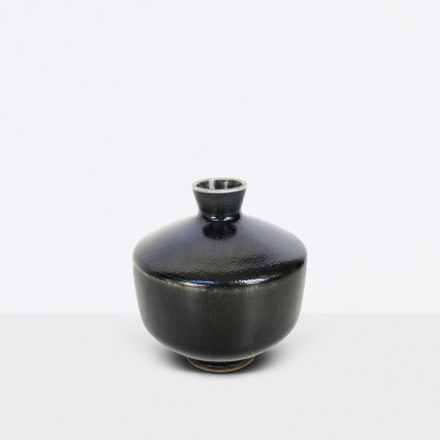 Vintage Black Vase by Berndt Friberg for Gustavsberg, 1960s For Sale - Image 3 of 8