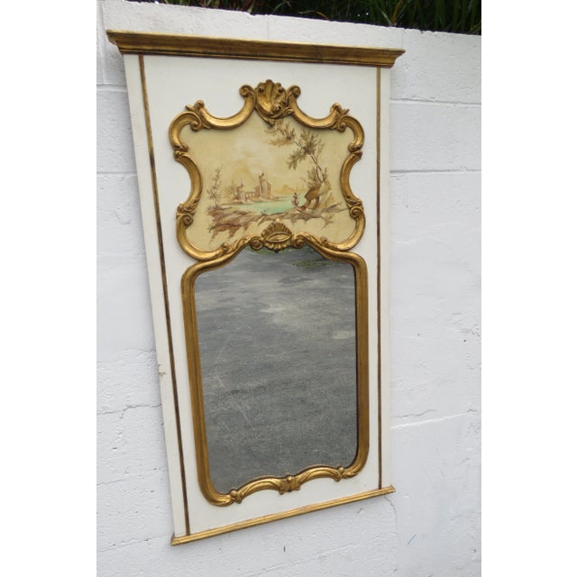 Early 1900s French Painted Trumeau Wall Fireplace Large Mirror For Sale - Image 9 of 13
