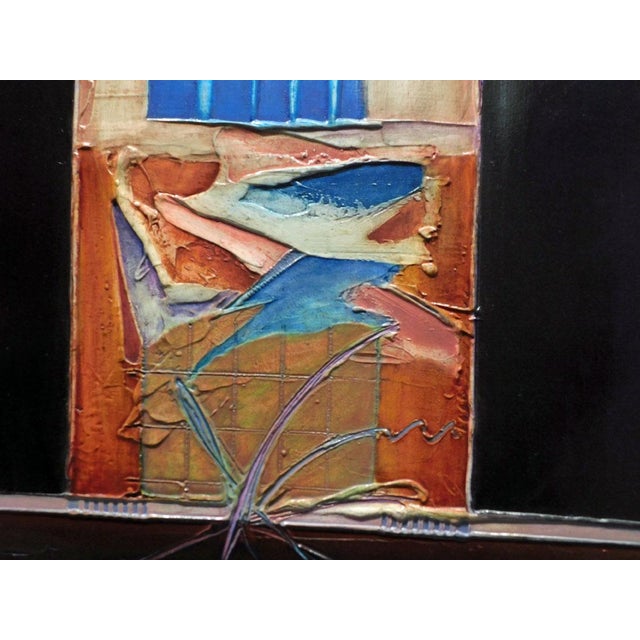 Textile Enrico Embroli "Architectore Series" Original Painting on Canvas Hand Signed For Sale - Image 7 of 7