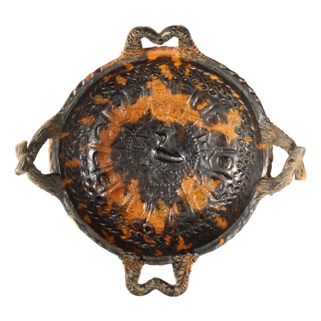 Circa 1900 Barrio De La Luz Puebla Pottery Bowl Tortoiseshell Glaze Barro Vidriado Ana For Sale