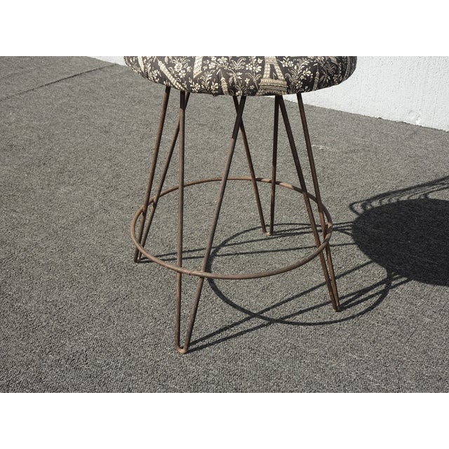 Vintage Mid Century Rustic Black Metal Vanity Side Chair For Sale - Image 12 of 12